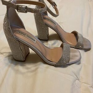 Steve Madden Women's Silver Sparkle Heels